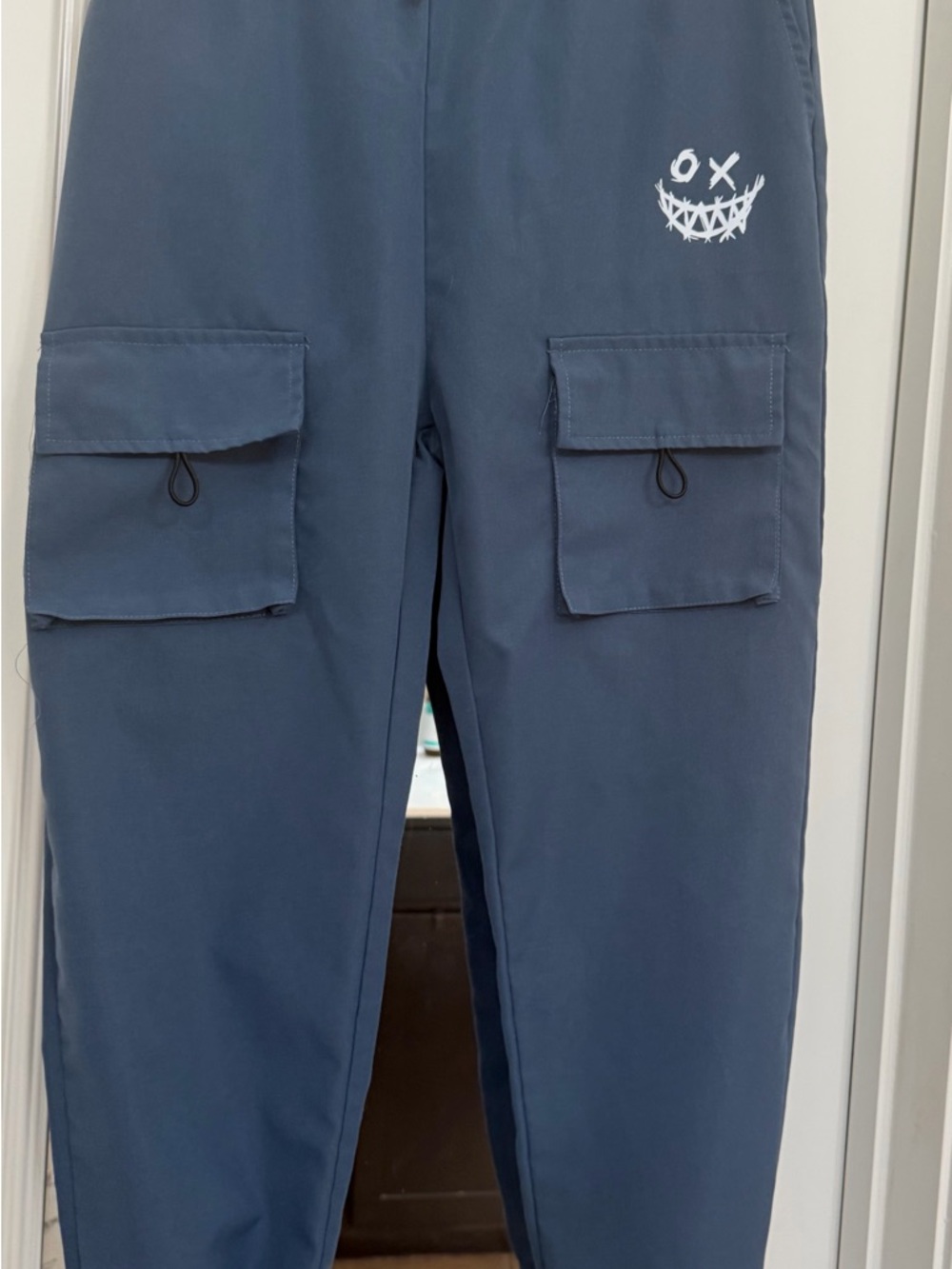 Kid’s Navy Cargo Pants with Graphic Detail